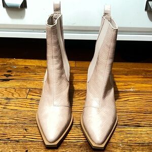 Billini Croc-Embossed Cream Ankle Boots